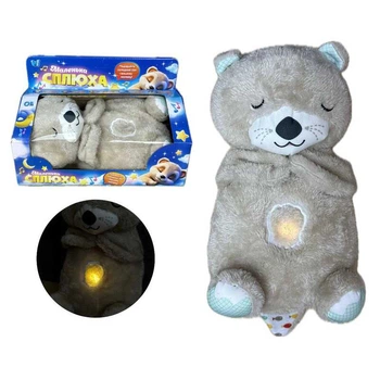 Плюшева Дихаюча видра "WToys", нічник, підсвічування, дихання, звуки серцебиття, “білий шум”, колискові мелодії, регулювання гучності
