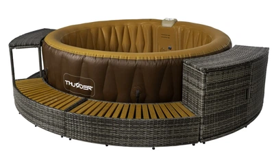 Джакузи-SPA надувная Thunder MOCHA 6-местная + серая мебель из ротанга – 4 шт (MOCHA-HALF-GRAY)