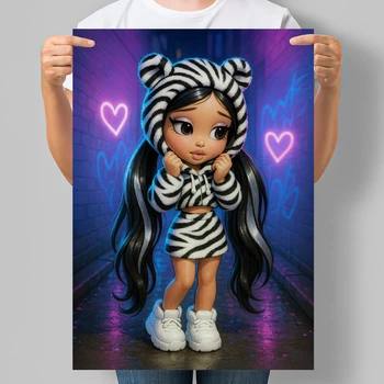 Постер в стиле куклы Bratz Девочка в костюме зебры А3 30х42 см (DYT046_А3)