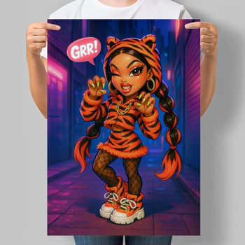 Постер в стиле куклы Bratz Девочка в костюме Тигра А3 30х42 см (DYT045_А3)