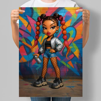Постер в стиле куклы Bratz Девушка создает граффити А3 30х42 см (DYT041_А3)