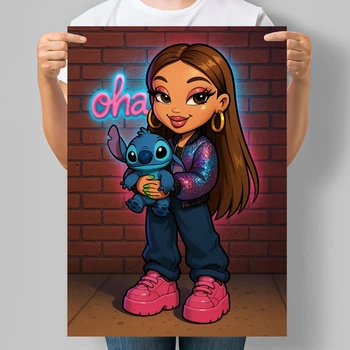 Постер в стиле куклы Bratz Девочка со Стичем А3 30х42 см (DYT049_А3)