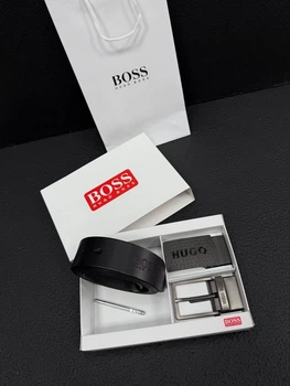 Чоловічий ремень Hugo Boss з двома пряжками + пакування у подарунок