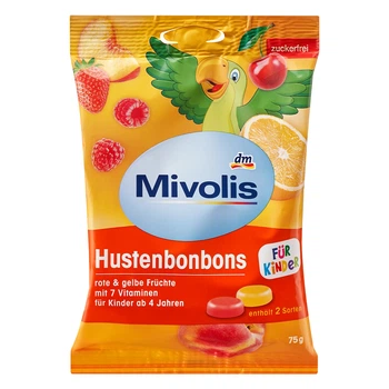 Конфеты без сахара для детей Mivolis Hustenbonbons 75 г, от DM (Германия)