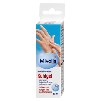 Охлаждающий гель для кожи Mivolis Kuhlgel для снятия боли и зуда, 30 мл, от DM (Германия)