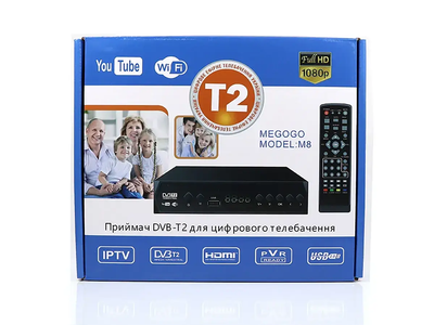 Цифровий ефірний тюнер wifi з екраном і пультом youtube приставка ТВ 2 215-DVB-12 Чорний