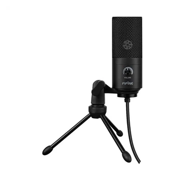 Микрофон конденсаторный Fifine K669B USB кардиоидный Black с настольной подставкой и регулятором громкости