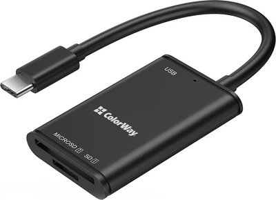 Кардридер Colorway USB-C to USB 3.0/SD/MicroSD Black (CW-CR-02)