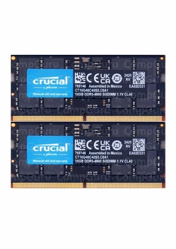Оперативная память для ноутбука Crucial Black Series DDR5 32GB (2x16GB) 4800MHz SO-DIMM PC5-4800 (CT16G48C40S5.C8A1)