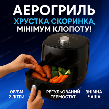 Аэрофритюрница 2 л без масла аэрогриль 1200 Вт для картофеля фри фритюрница антипригарная для овощей
