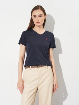 Футболка бавовняна жіноча Polo Ralph Lauren 11610 M Темно-синя (smt2000000039541)