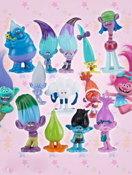 Набір фігурок Тролі Trolls Смурфики Smurfs дитячі іграшки 3-6 см 12 шт