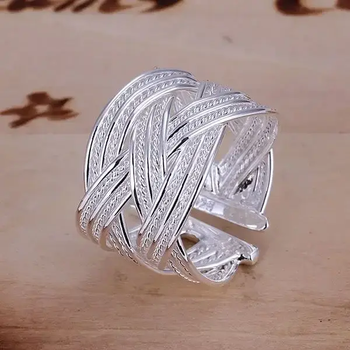 Жіноче широке кільце плетене tiffany стерлінговий сріблястий