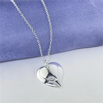 Подвеска двойное сердце на цепочке кулон в виде сердца tiffany стерлинговый серебристый
