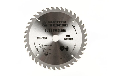 Диск пильный для дерева Mastertool с твердосплавными напайками 185×20×40T адаптер 20-16 08-7194