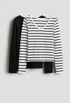 Реглан в рубчик черный и белый в полоску 2шт H&M 170см (400011661)