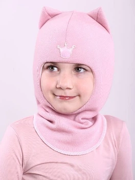 Зимняя шапка-шлем Beezy для девочки 1450-24-22 Кошка р. 3 (54-56 см)