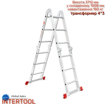 Сходи трансформер Intertool 3700 мм х 4x3 ступенів (LT-0030) алюмінієва