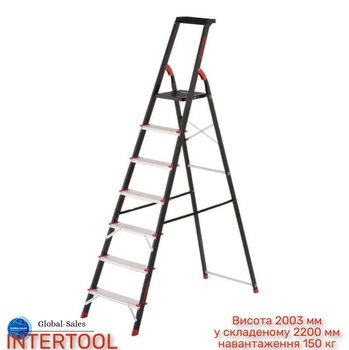 Стремянка Intertool 7 ступеней x 1500 мм (LT-0057) стальной профиль