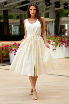Жіночий лляний сарафан з підкладкою LadyLike 50 Жовтий (ll2214250031440)