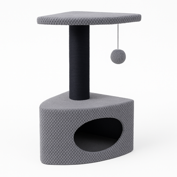 Когтеточка для котов PolyPet домик угловой серый 36x36x60 см КРД/0160-20