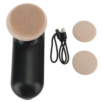Массажер-щетка для лица с 3 насадками аккумуляторная Facial Beauty Instrument Черный