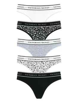 Набор трусиков Victoria's Secret 5-Pack Cotton Logo Thong Panties размер S