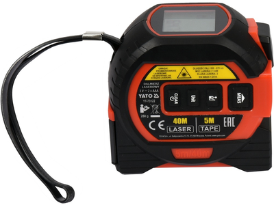 Dalmierz laserowy Yato 40 m z miarą zwijaną 5 m i laserem krzyżowym YT-73122 (5906083067860)