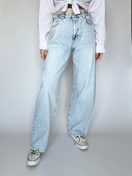 Женские джинсы WIDE LEG широкого кроя выбеленные голубые 36 Its Basic