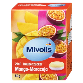 Декстроза Mivolis Traubenzucker 2in1 со вкусом Манго-Маракуя, 50 г от DM (Германия)