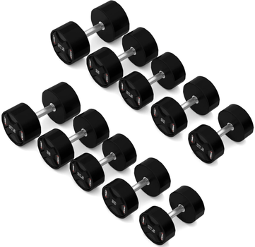 Zestaw hantli HMS HPC CPU poliuretanowych 2 x 27.5 - 37.5 kg (325 kg) Czarny (5908261682759)