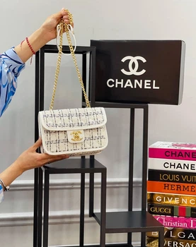 Сумка с принтом Chanel маленька женская белая (sl134)