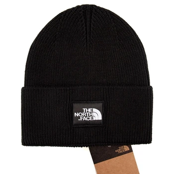 Шапка с принтом The North Face унисекс черная (sh062)