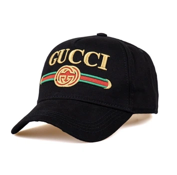 Кепка с принтом Gucci унисекс черная (k054)
