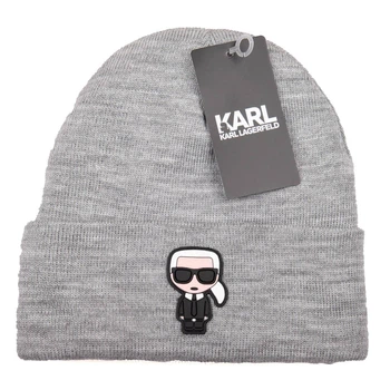 Шапка с принтом Karl Lagerfeld унисекс серая (sh024)