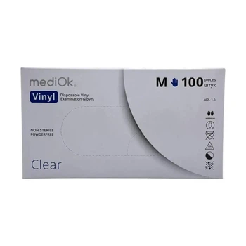 Рукавички вінілові, MediOk Clear (100шт / 50 пар), прозорі, M