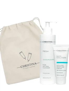Подарочный набор Christina Очищающий гель Pure Natural Cleanser 300 ml + Азуленовый крем Azulene Moisture Cream 60ml
