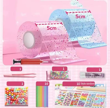Набор для творчества Bubble Kit с блестящей нанолентой для выдувания пузырей и декором (2)