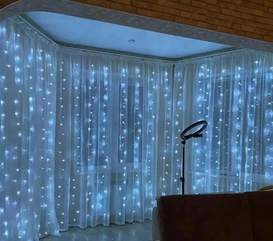 Світлодіодна гірлянда "Зимовий чарівний дощ" 3х3 м холодний білий, 300 LED, 8 режимів
