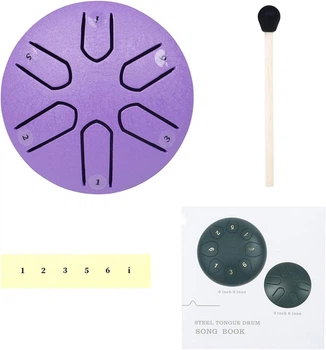 Мини глюкофон ручной язычковый барабан на 6 нот Tongue Drum Purple