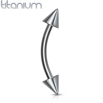 Изогнутая серьга для пирсинга брови, хряща уха, пупка Spikes T23C02-160833 из титана (1,2мм 8мм)