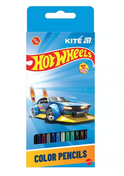 Олівці кольорові двосторонні, 24 кольори (12 шт) Hot Wheels HW25-054 Kite