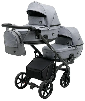 Коляска 2 в 1 для двойни Bair Kiwi DUO Soft BKP-218 серый