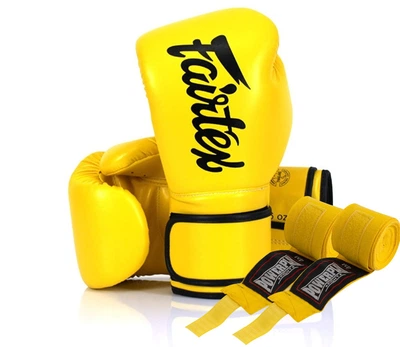 Боксерські рукавиці Fairtex BGV14 Yellow 12 унцій (бинти в комплекті)