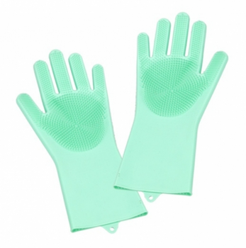 Силиконовые перчатки для мойки посуды с ворсом One Size Mint (123814)