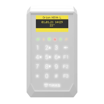 Сенсорная OLED клавиатура Tiras K-PAD OLED+, до 1000 м, Mifare и NFC, Белый