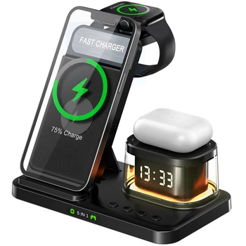 Док станция беспроводная зарядка Qi Fast Wireless Charger H33 15W, Watch/AirPods/Phone 5в1