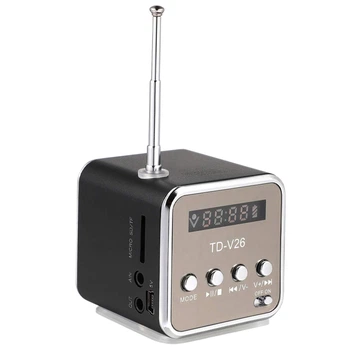Портативный FM радиоприёмник / Bluetooth-колонка с аккумулятором цифровой LED дисплей MP3-плеер USB / micro SD / TF-card / FM / AUX Black