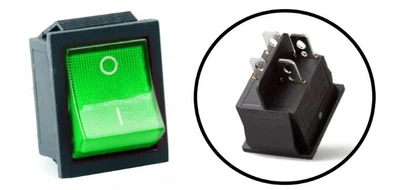 Переключатель, кнопка ЗЕЛЕНАЯ AC KCD4 250В 16А