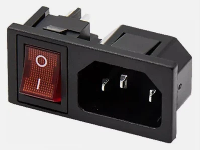 Разъем сетевой с кнопкой, 3pin, мама
